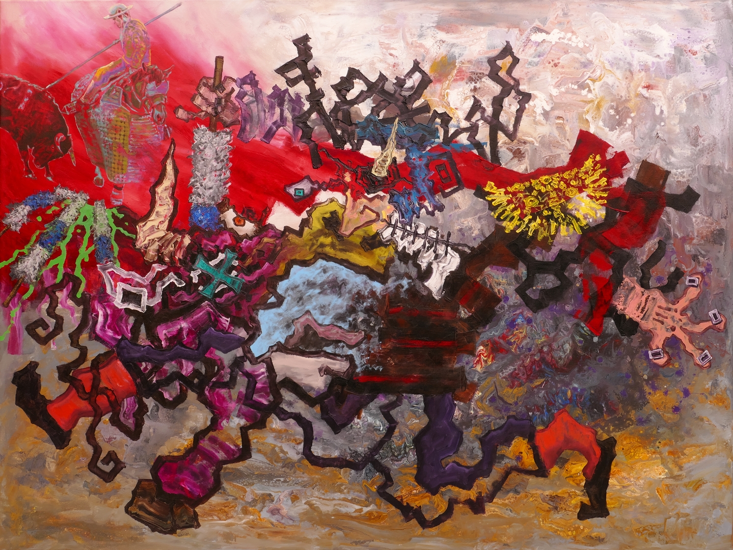 B, Das rote Bild, 120x160cm, Öl, Acryl auf Leinwand, 2020