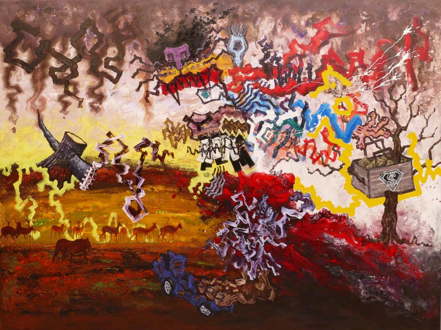B, Der Sieg der Natur, 150x200cm, Öl ,Acryl auf Leinwand, 2020