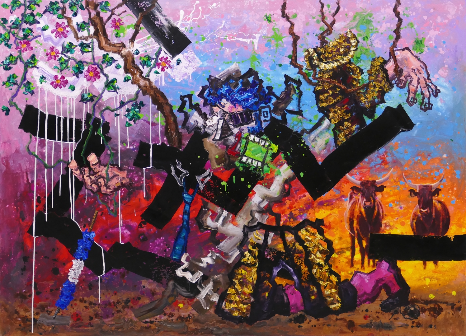 Der rote Pirat XVI,130x180cm, Öl, Acryl,2025