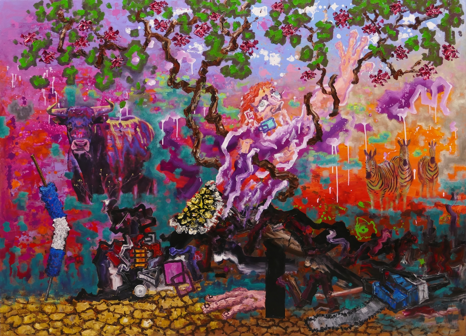 Ende des Kampfs,130x180cm, Öl, Acryl auf Leinwand, 2025