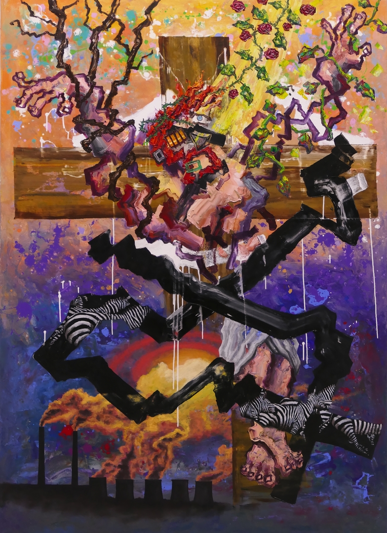 Kreuzigung der Gegenwart VII,180x130cm,Öl,Acryl auf Leinwand,2025