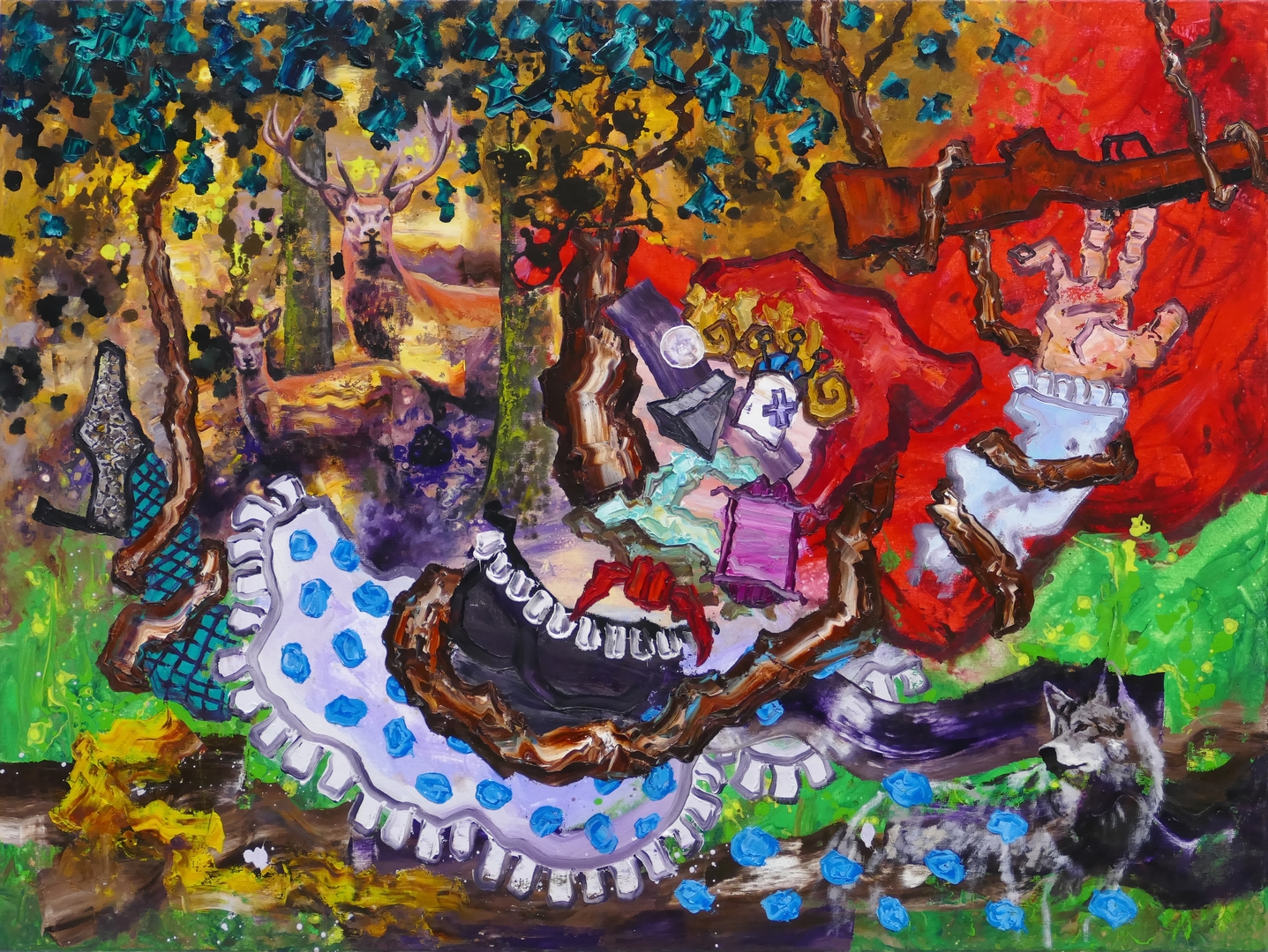 Rotkaeppchen unterwegs II,90x120cm, Öl, Acryl,2025